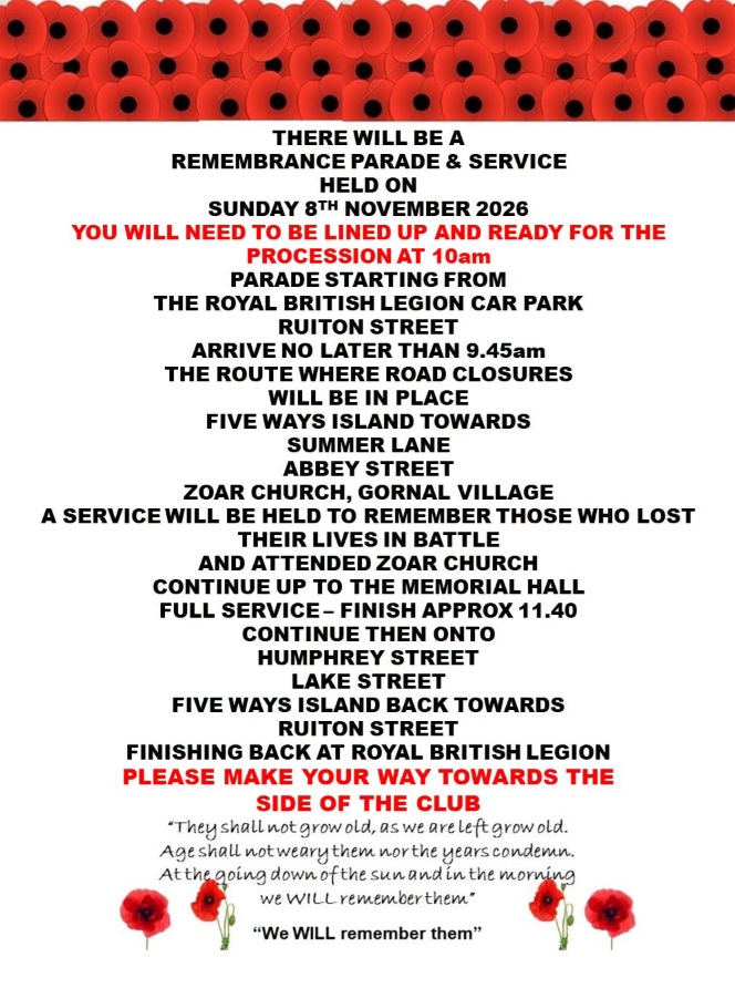 Royal British Legion - Remembrance Parade and Service